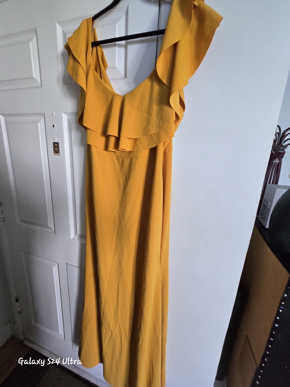Fashion Nova Mustard Yellow Ruffle Maxi Dress Size 3x
